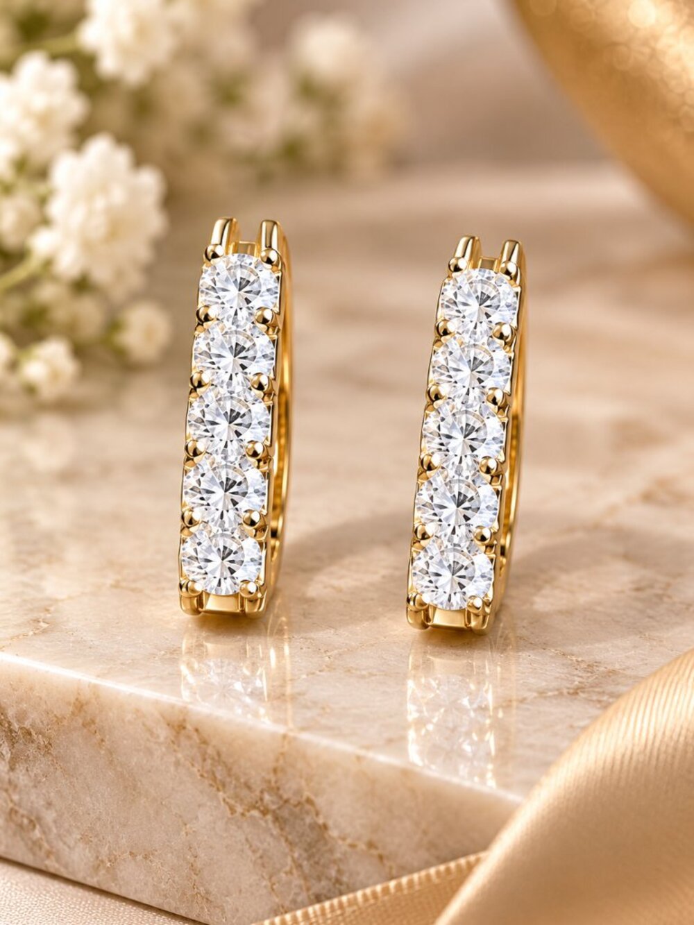 Diamond Line Hoop Earrings
